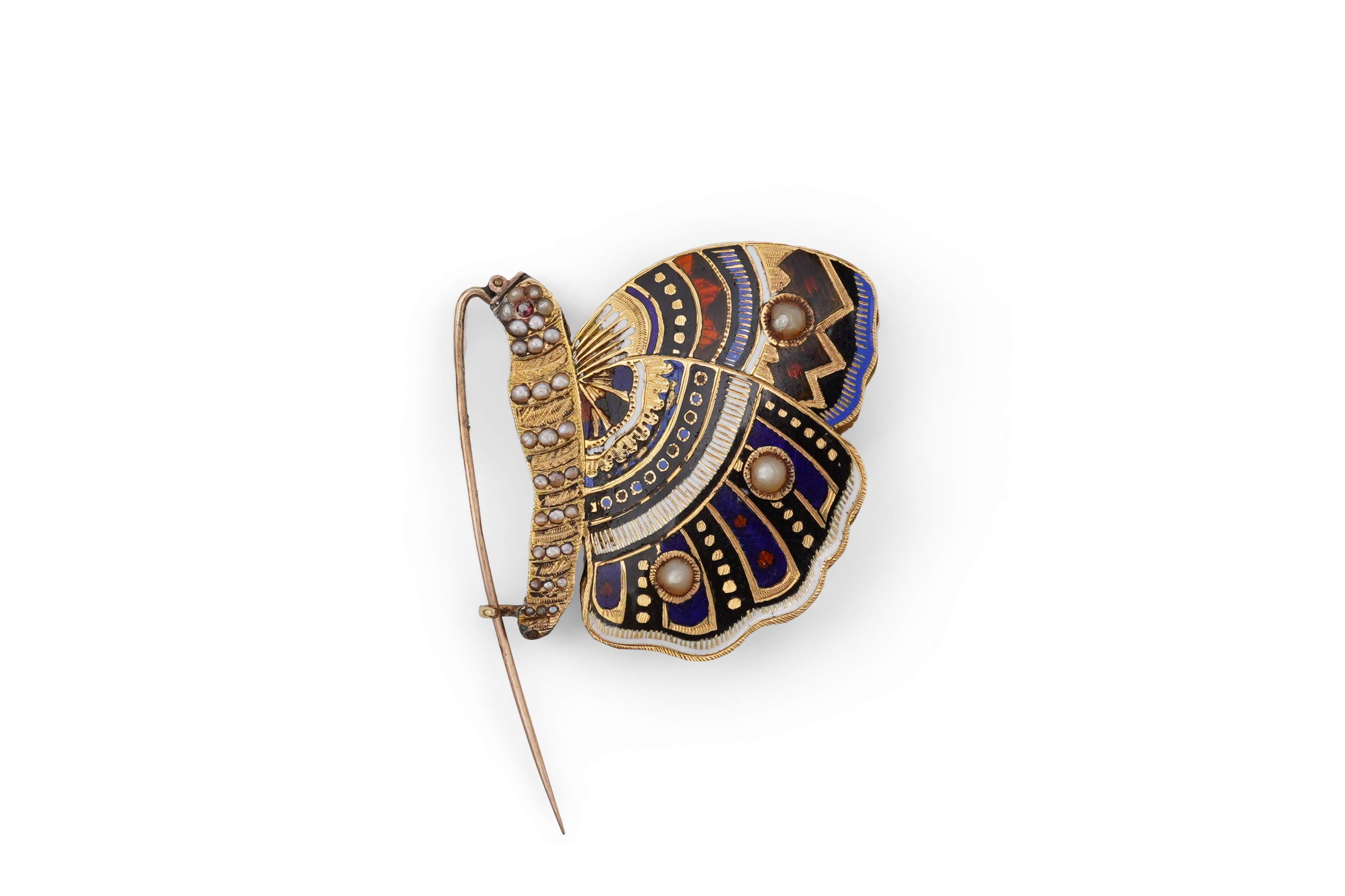 An enamel and seed pearl brooch, circa 1840